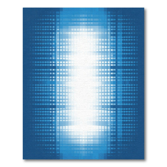 Blue Geometric Gradient Square Focus Rug