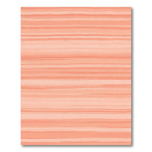 Salmon Coral Textured Stripe Rug