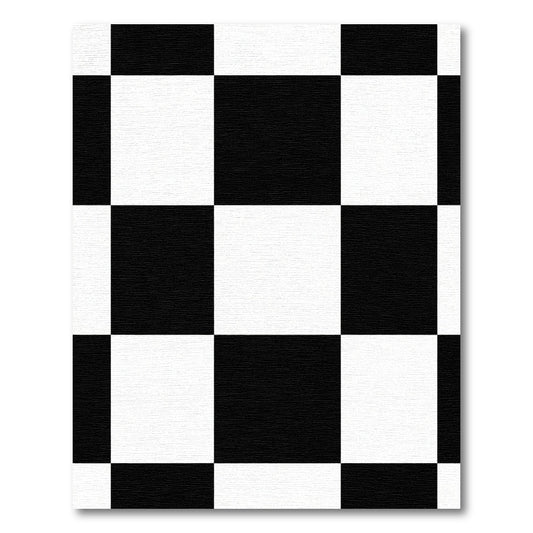 Bold Black White Checkerboard Grid Rug
