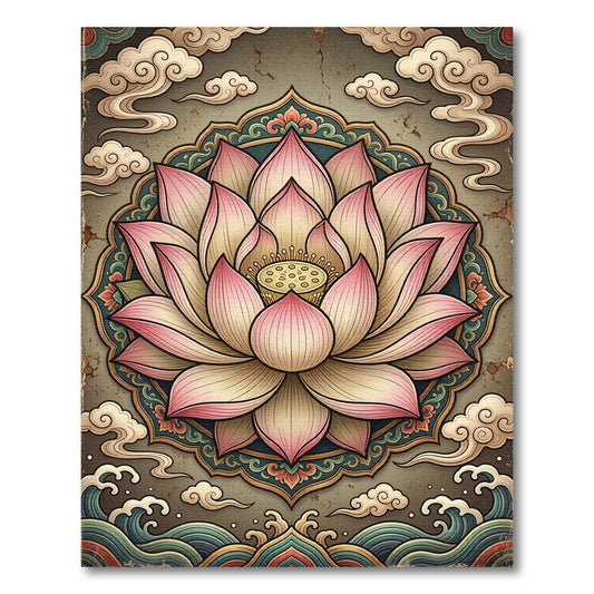 Pink Lotus Blossom Detailed Mandala Rug