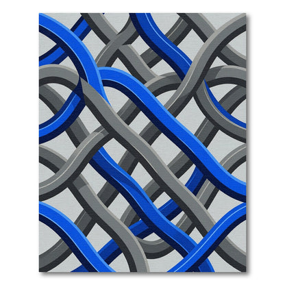 Modern Blue Gray Interwoven Abstract Waves Rug
