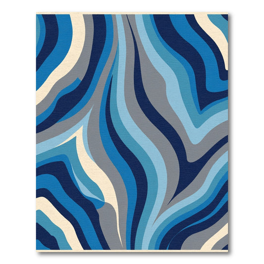 Blue Wave Abstract Swirl Rug