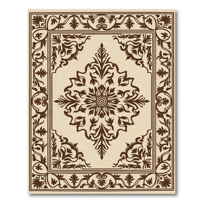Brown Ornamental Floral Medallion Rug