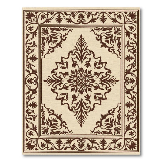 Brown Ornamental Floral Medallion Rug