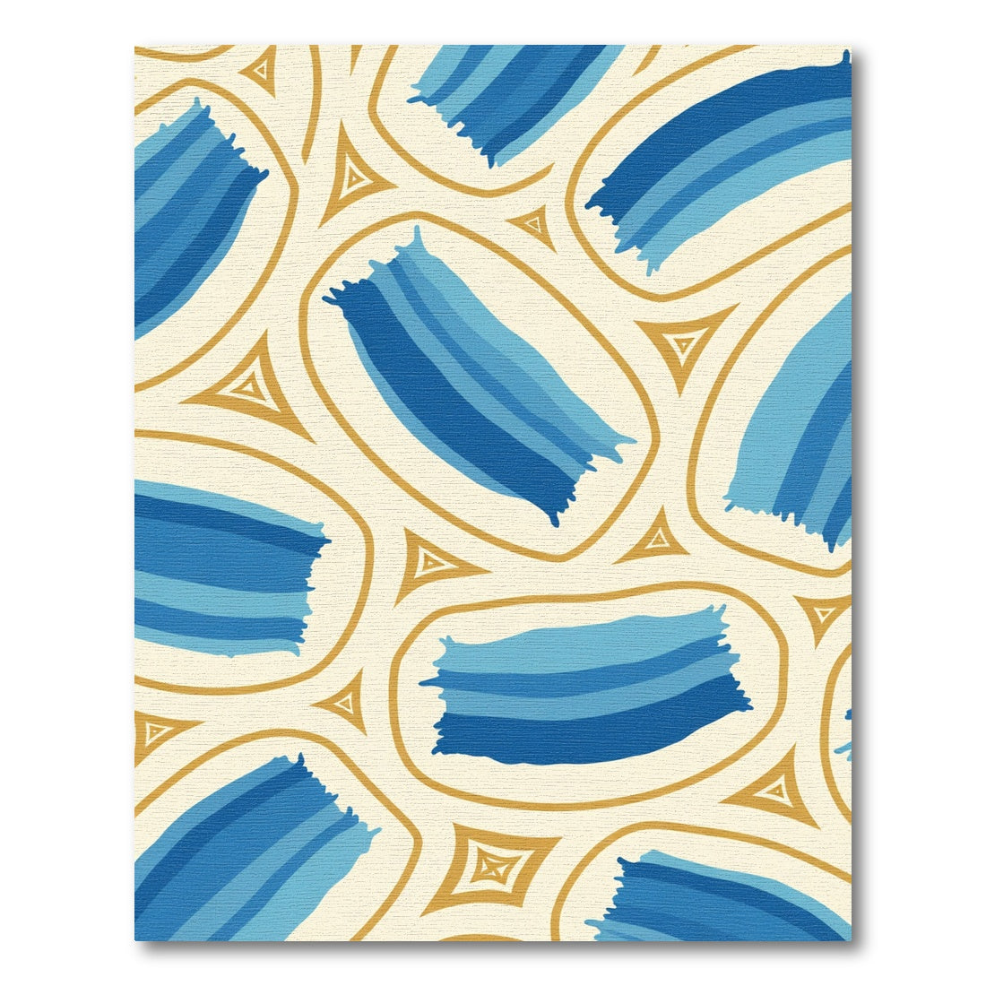 Abstract Blue Brush Stroke Oval Rug