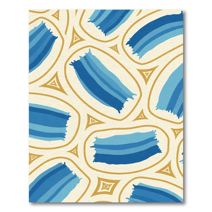 Abstract Blue Brush Stroke Oval Rug