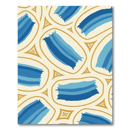 Abstract Blue Brush Stroke Oval Rug