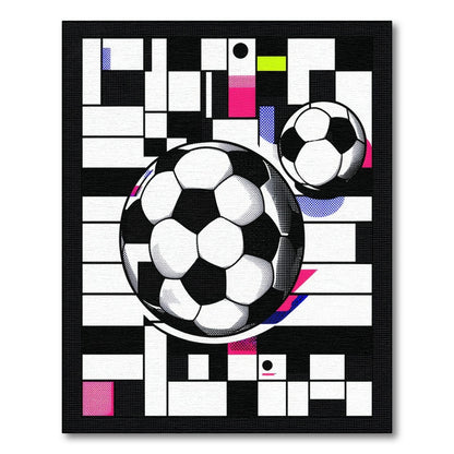 Colorful Geometric Soccer Balls Rug