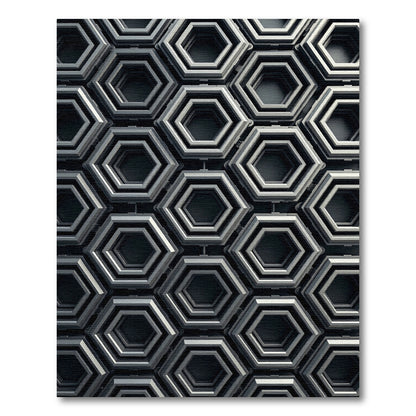 Modern Gray Hexagonal Layered Texture Rug