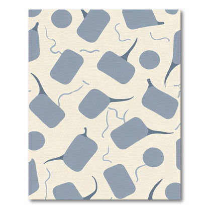 Soft Blue Abstract Whimsical Shapes Rug