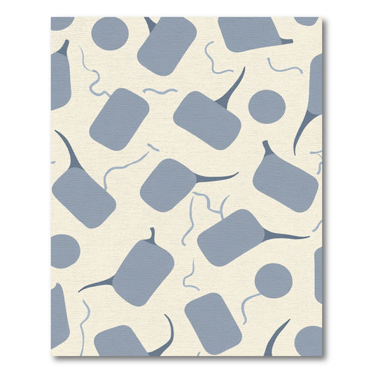 Soft Blue Abstract Whimsical Shapes Rug