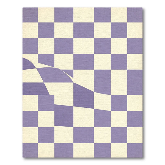 Lilac White Checkerboard Wave Rug