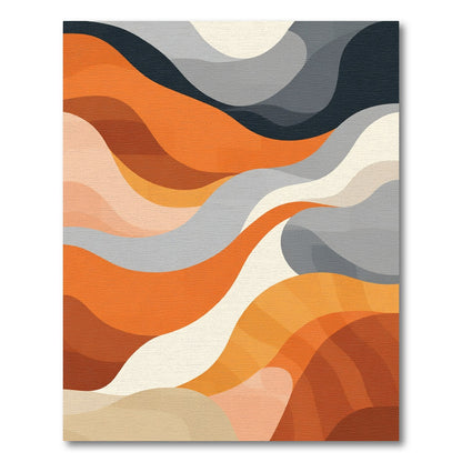Abstract Orange Gray Wave Rug