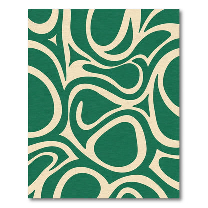 Emerald Cream Abstract Swirl Rug