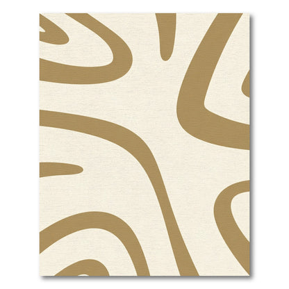 Golden Tan Abstract Organic Swirl Rug