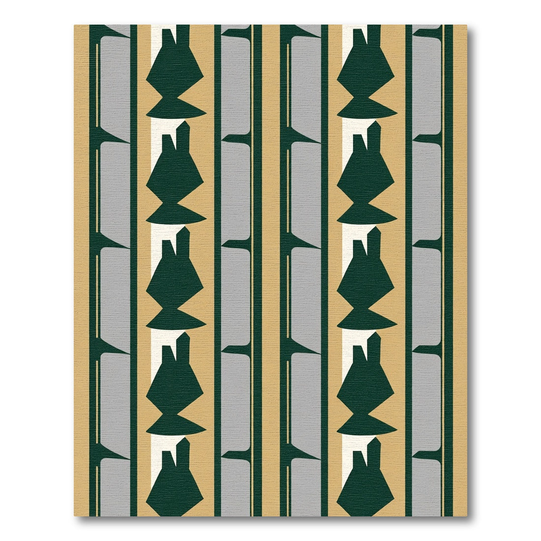 Geometric Deep Green Abstract Stripes Rug