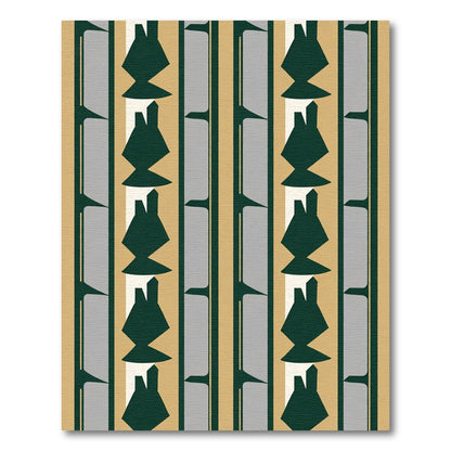 Geometric Deep Green Abstract Stripes Rug