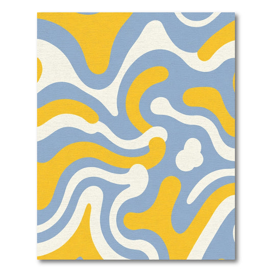 Retro Swirl Blue Yellow Cream Rug