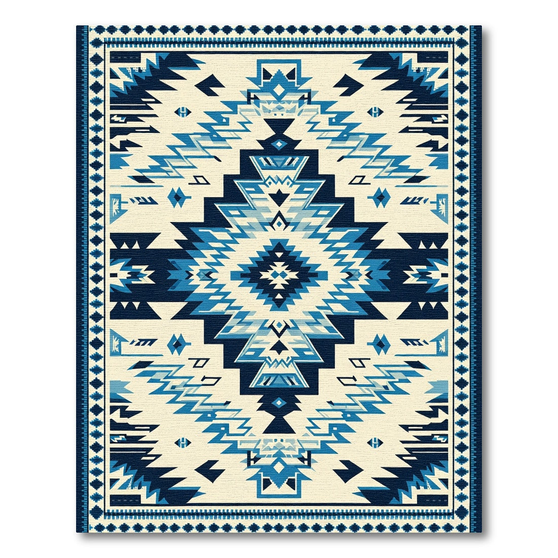 Navajo Blue Geometric Diamond Rug