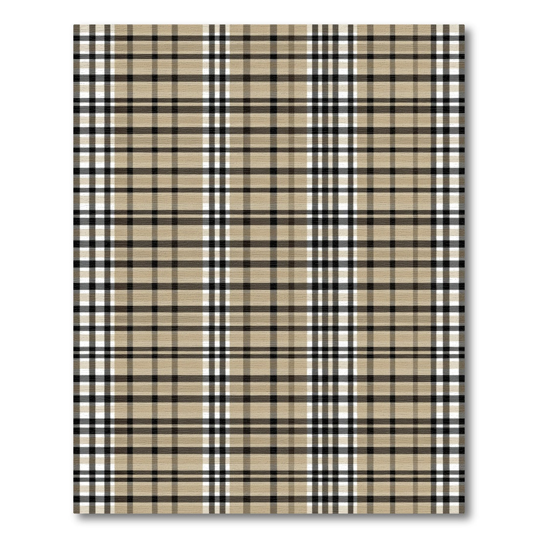 Classic Beige Black Plaid Weave Rug