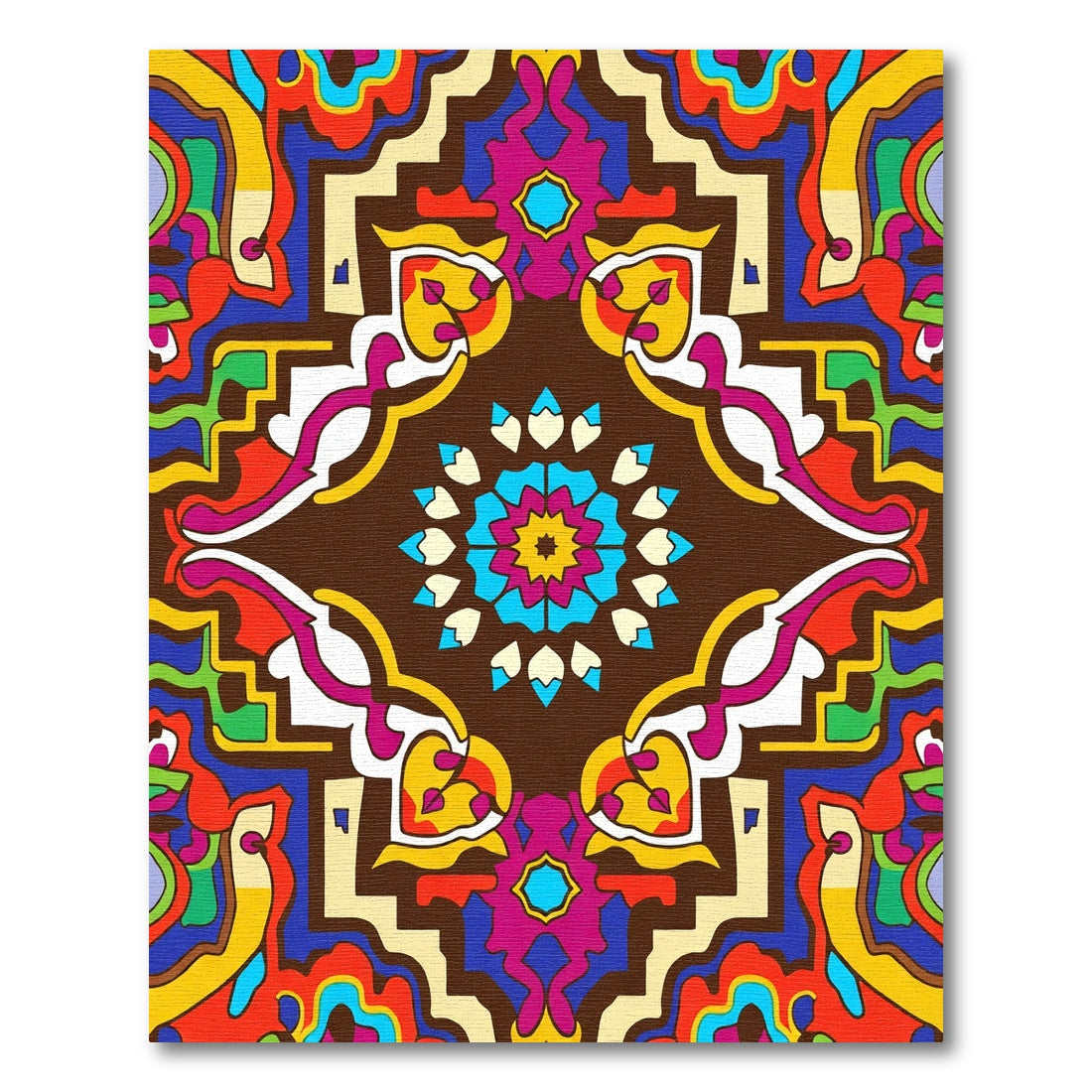 Vibrant Brown Symmetrical Medallion Rug