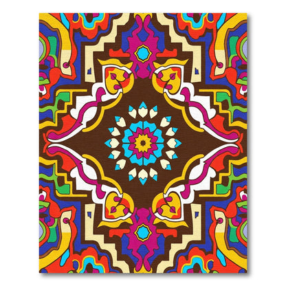 Vibrant Brown Symmetrical Medallion Rug