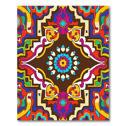 Vibrant Brown Symmetrical Medallion Rug