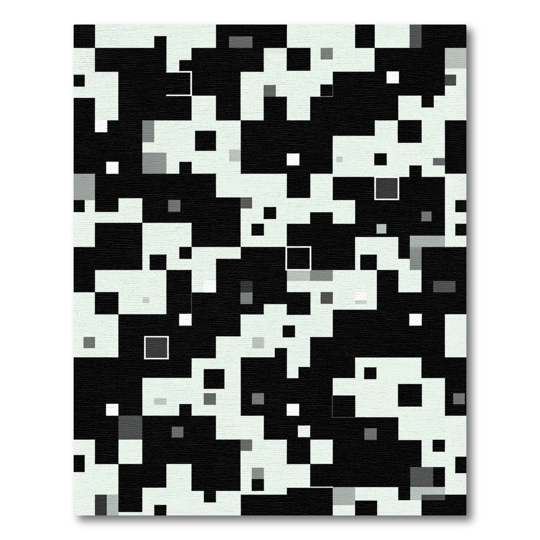 Monochromatic Pixelated Geometric Arrangement Rug