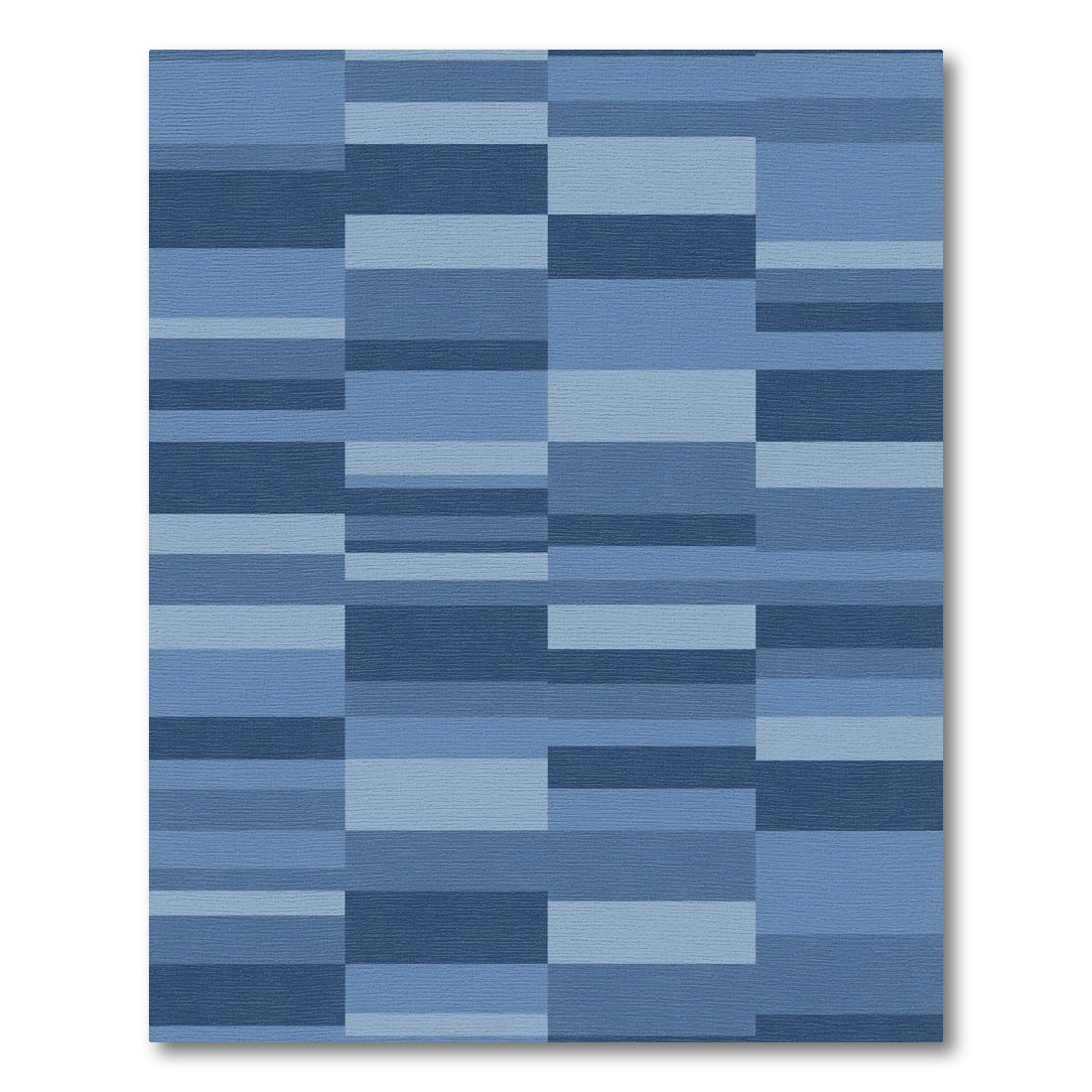 Vibrant Blue Geometric Stripe Composition Rug