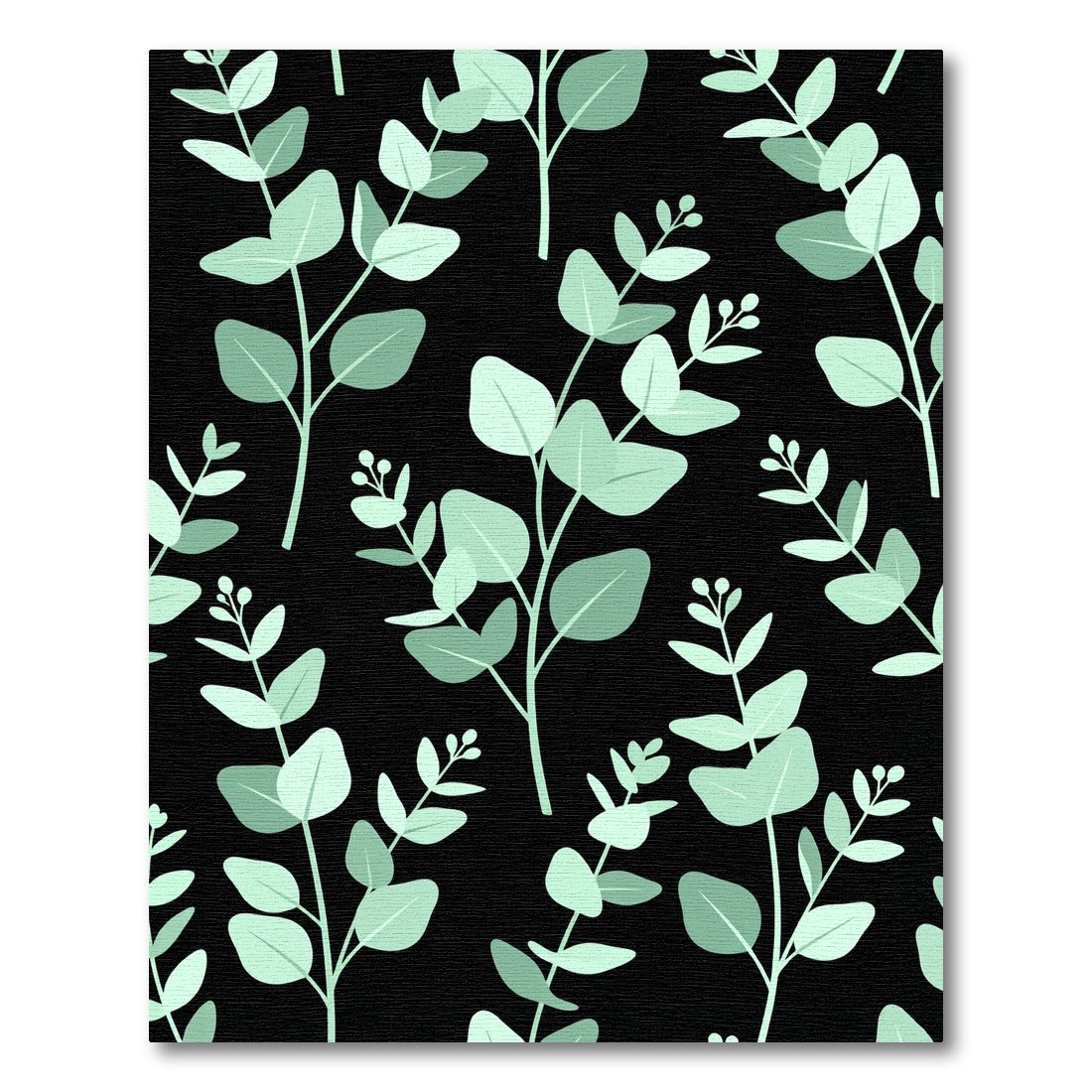 Eucalyptus Leaves on Black Foliage Rug