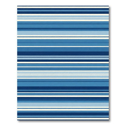 Navy Blue White Multi Stripe Rug