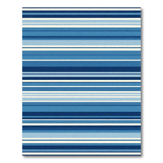 Navy Blue White Multi Stripe Rug