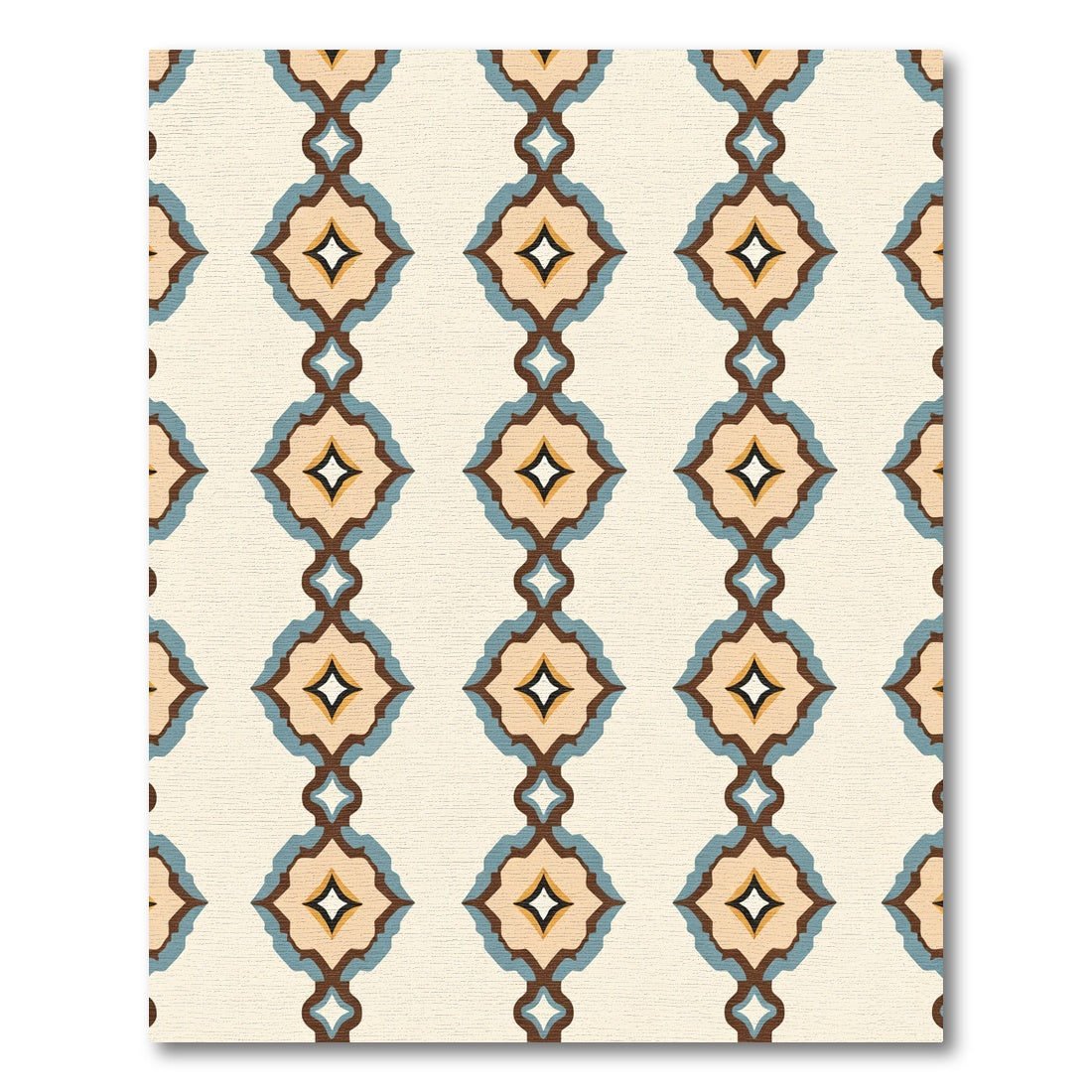 Brown Blue Diamond Medallion Serene Rug
