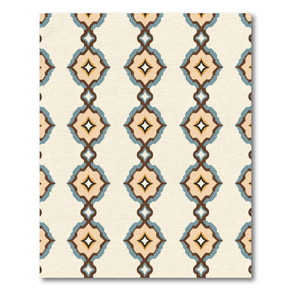 Brown Blue Diamond Medallion Serene Rug