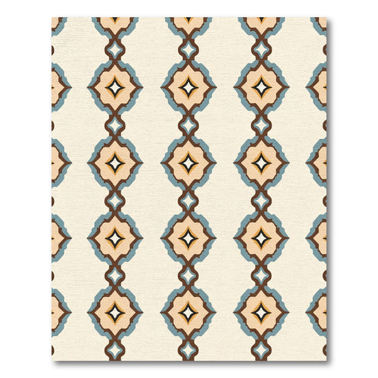 Brown Blue Diamond Medallion Serene Rug