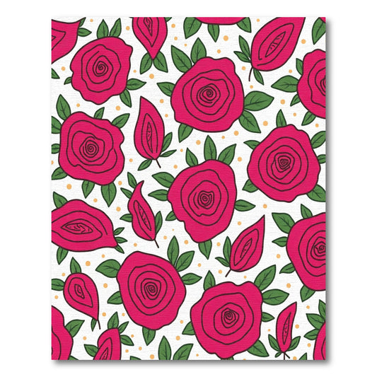 Bold Pink Rose Botanical Garden Rug