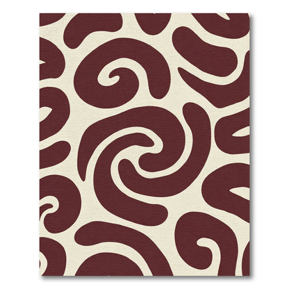 Deep Burgundy Swirl Amorphous Composition Rug