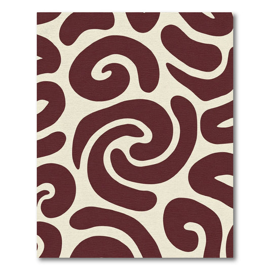 Deep Burgundy Swirl Amorphous Composition Rug