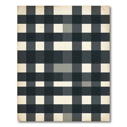 Earthy Charcoal Plaid Grid Rug