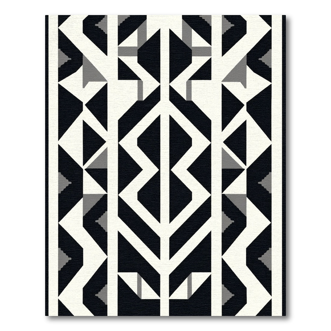 Modern Black White Geometric Stripe Accent Rug