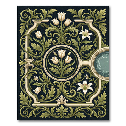 Ivory Floral Scroll Cream Foliage Art Rug
