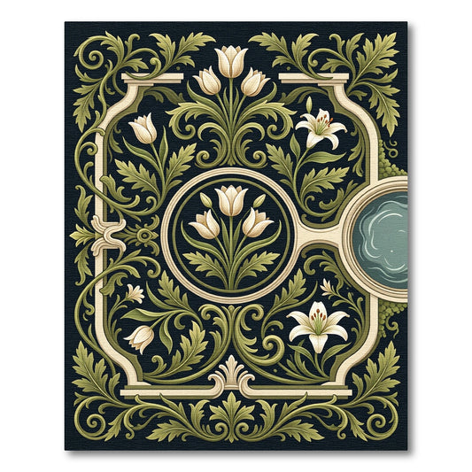 Ivory Floral Scroll Cream Foliage Art Rug