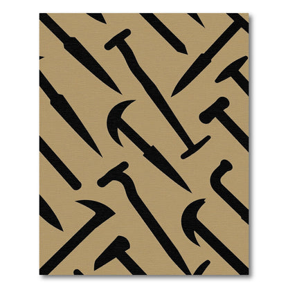 Black Crowbar Abstract Tan Background Rug