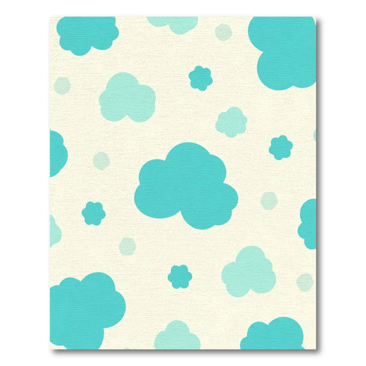 Sky Blue Clouds Cream Composition Rug