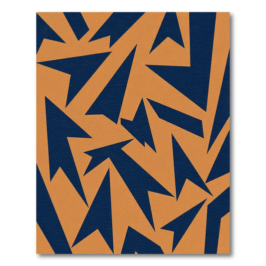 Orange Navy Abstract Arrow Cluster Rug