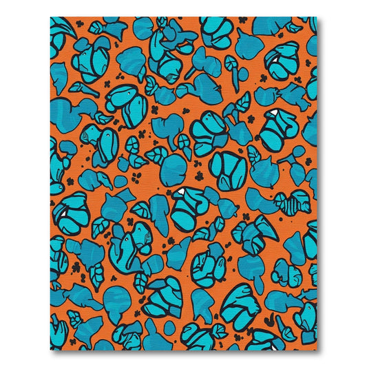 Orange Teal Abstract Organic Shapes Rug