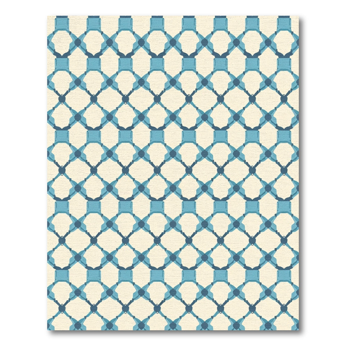 Sapphire Geometric Interlocking Lattice Rug