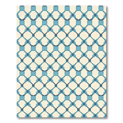 Sapphire Geometric Interlocking Lattice Rug