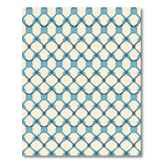 Sapphire Geometric Interlocking Lattice Rug
