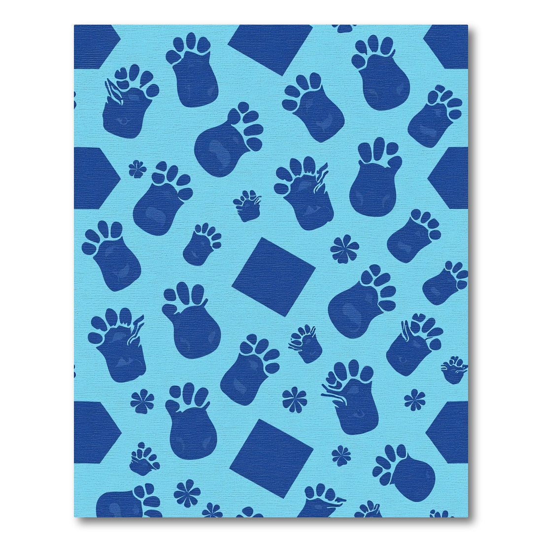 Blue Paw Print Playful Composition Rug